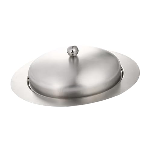 CONGARTENO Butterdose Oval mit Deckel Rostfrei Rutschfeste Servierplatte für Butteraufbewahrung Buttergefäß mit Ergonomischem Griff für Küche und Tischgebrauch von CONGARTENO