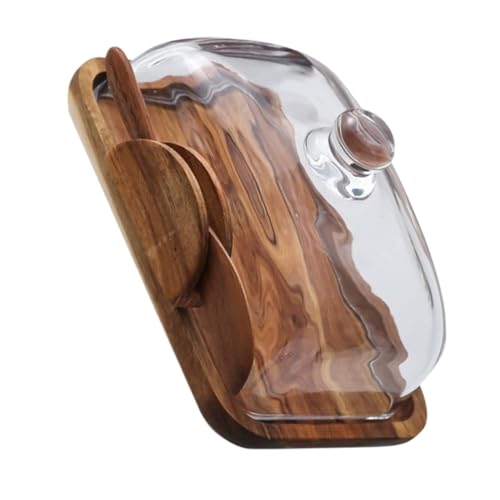 CONGARTENO Butterdose aus Holz mit Glasdeckel Rustikales Butteraufbewahrungsset für Arbeitsplatte Einfach zu Reinigen Glas staubschutz Dekorativ und Praktisch für Küche und Kühlschrank von CONGARTENO