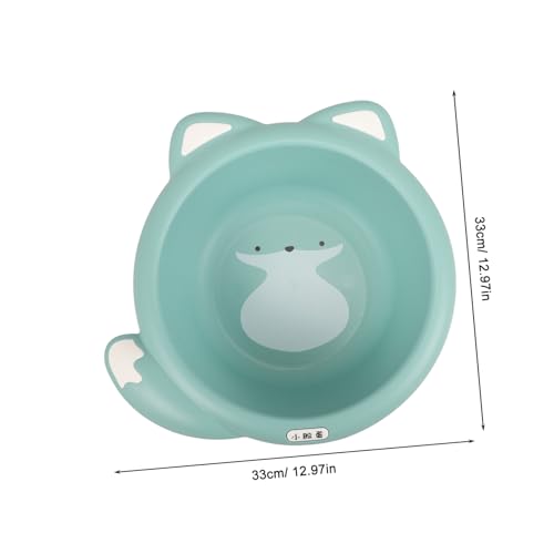 CONGARTENO Cartoon Waschbecken Waschbecken Tragbar Waschschüssel aus Robustem Kunststoff Mintgrün mit Kleinem Fuchs Vielseitig für Neugeborene und Reisen von CONGARTENO