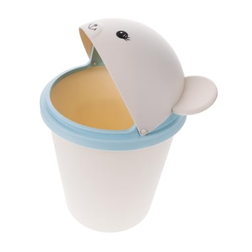 CONGARTENO Desktop Abfalleimer mit Swing Deckel Kleiner Mülleimer für Büro Küche Wohnzimmer Kompakter und Praktischer Papierkorb für Schreibtisch und Wohnbereich Süßes Design in Blau von CONGARTENO