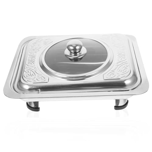 CONGARTENO Edelstahl Buffet Tablett Rechteckig mit Glattem Rand und Deckel Leichtes Servierblech für Snacks und Buffet Kratzfest Hygienisch und Einfach zu Reinigen für Kantinen und Partys von CONGARTENO