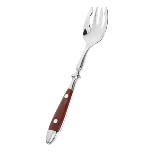 CONGARTENO Edelstahl Dessertgabel mit Holzgriff Rostfrei Langlebig und Robust Multifunktionale Obst und Eisdessertgabel für Alltag Festessen Familienfeiern und Partys von CONGARTENO