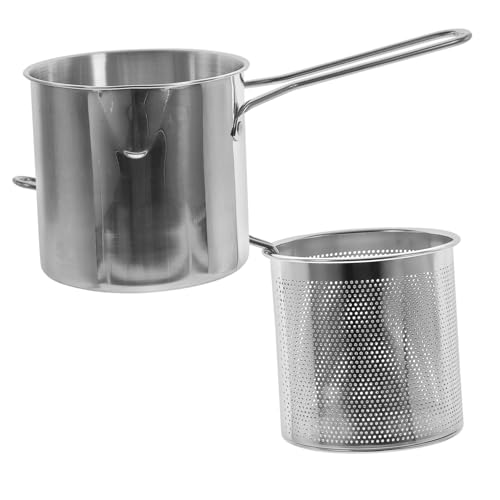CONGARTENO Edelstahl Frittiertopf mit Abnehmbarem Frittierkorb und Hitzebeständigem Griff Kompakter Kleiner Topf mit Hoher Randhöhe Rostfrei Spülmaschinengeeignet für Vielseitiges Kochen und von CONGARTENO