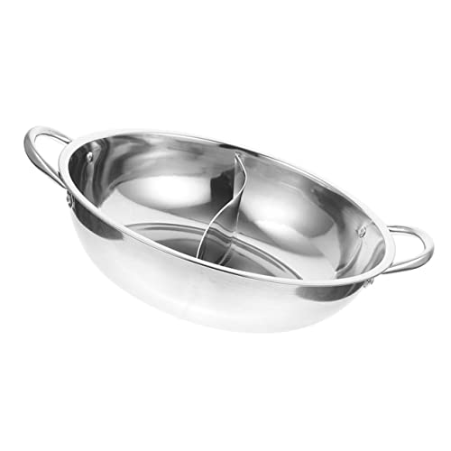 CONGARTENO Edelstahl Hot Pot Topf mit Trennwand Doppelgriff Induktionsgeeignet Glatte Oberfläche Leicht zu Reinigen für Familien und Freunde bei Hotpot Runden von CONGARTENO