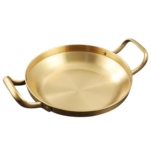 CONGARTENO Edelstahl topf Dicker Familien wok mit Flachem Boden Schnelle Wärmeleitung Stabile Griffe Polierte Oberfläche für Koreanische Suppen Ramen und Meeresfrüchte von CONGARTENO