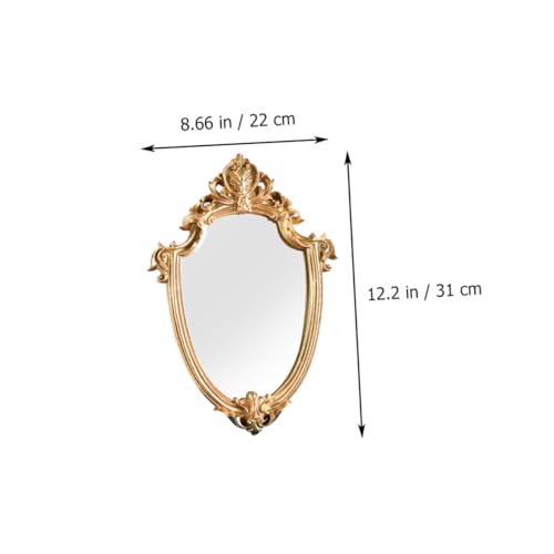 CONGARTENO Eleganter Retro Wandspiegel im Europäischen Stil Zierlicher Wandhänge Spiegel aus Hochwertigem Kunstharz Dekorativer Badezimmer Ankleidespiegel für Stilvolle Wohnraumgestaltung von CONGARTENO