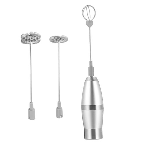 CONGARTENO Elektrischer Milchaufschäumer aus mit Wechselbaren Schneebesen Handlicher Mixer für Kaffee Eiweiß und Milch Batteriebetrieben Leicht und Einfach zu Reinigen für Zuhause von CONGARTENO