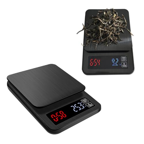 CONGARTENO Elektronische Kaffeeskala mit Timer Präzisionssensoren Digital Küchenwaage für Kochen Backen Multifunktionale USB Küchenwaage ohne Batterien Schwarz von CONGARTENO