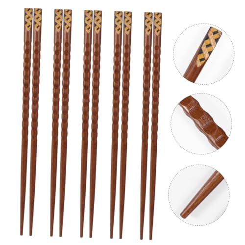 CONGARTENO Essstäbchen aus Hochwertigem mit Spitz Zulaufender Spitze Kreative Haushaltstäbchen Praktische Wiederverwendbare Holzstäbchen mit Einzelverpackung Einfach zu Reinigen für Zuhause von CONGARTENO
