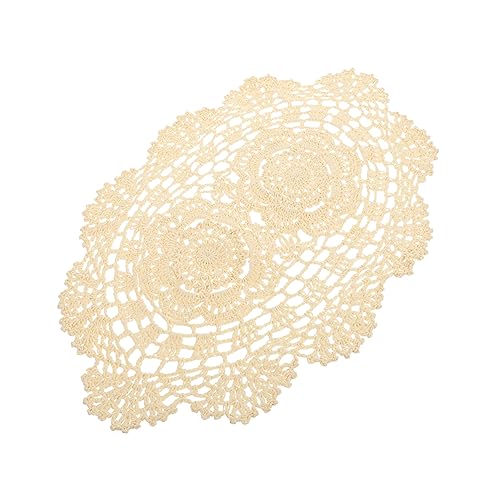 CONGARTENO Gehäkelte Tischmatte aus Baumwolle Beige Rustikaler Stil Dekoratives Platzdeckchen Handgefertigt für Esszimmer für Zuhause und von CONGARTENO