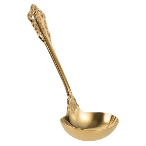 CONGARTENO Große Suppenkelle aus Edelstahl Gold Servierkelle mit Ergonomischem Griff Rostfrei Vielseitig als Soßenkelle und Nudellöffel Langlebig und Spülmaschinengeeignet von CONGARTENO
