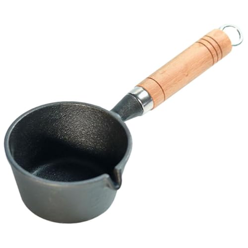 CONGARTENO Gusseisen Mini Omelettpfanne Antihaft Milchpfanne mit Holzgriff Induktionsherd und Gasherd Geeignet Robuster Brat Kochtopf für Eier und Saucen von CONGARTENO