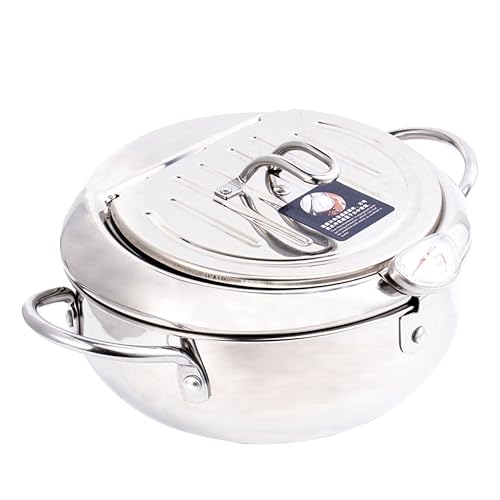 CONGARTENO Haushaltsfritteuse aus mit Ölsieb und Thermometer Mini Frittierpfanne für Induktionsherd und Gasherd Silber CONGARTENO Haushaltsfritteuse aus mit Ölsieb und Thermometer Mini Frittierpfanne für Induktionsherd und Gasherd Silber von CONGARTENO