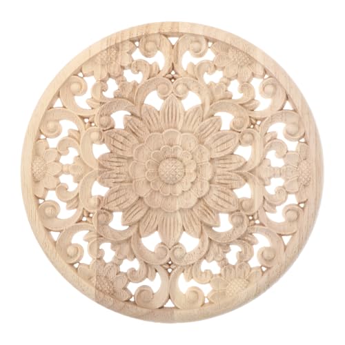 CONGARTENO Holzornament Geschnitzt Rund Haltbare Holzapplikation für Möbel Vintage Holzdeko für Türen Schränke Wände Vielseitige Traditionelle Holzschnitzerei Dekoration von CONGARTENO