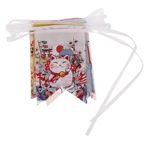CONGARTENO Japanische Glückskatze Wimpelkette Hängende Dekoration Banner für Restaurant Fenster Wand Innen Außen mit Buntem Maneki Neko Motiv CONGARTENO Japanische Glückskatze Wimpelkette Hängende Dekoration Banner für Restaurant Fenster Wand Innen Außen mit Buntem Maneki Neko Motiv von CONGARTENO