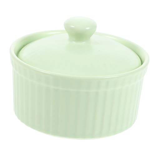 CONGARTENO Keramik Backschale mit Deckel Feuerfest Kleine Pudding und Suppenschale Hitzebeständig Stilvolles Design für Zuhause und Professionelle Backstuben Grün von CONGARTENO