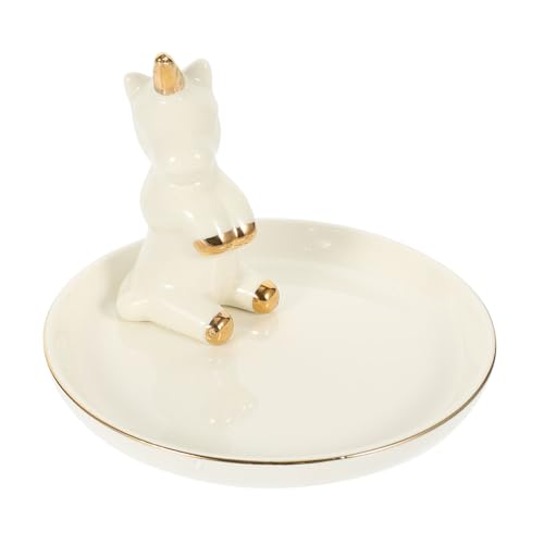 CONGARTENO Keramik Schmuckschale Einhorn Motiv Dekorativer Ringhalter Vielseitiger Schmuckhalter Für Ringe Armbänder Ohrringe Zuhause Laden Ausstellungsdeko von CONGARTENO