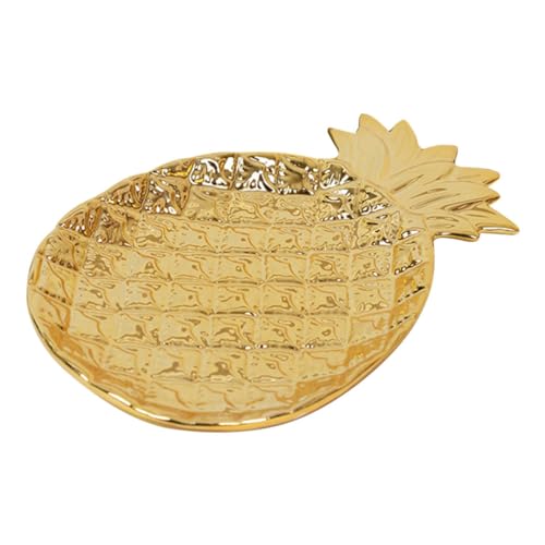 CONGARTENO Keramik Servierplatte Goldfarben Kreatives Ananas Design Obst und Snacktablett Für Party Geburtstag Restaurant Glatte Oberfläche Ohne Grate Praktisch Mit Grifffunktion von CONGARTENO