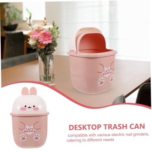 CONGARTENO Kleiner Desktop Mülleimer mit Deckel Süßer Abfalleimer in Bunny Form Praktischer Mini Tisch Abfallbehälter für Büro Schlafzimmer und Schreibtischdekoration von CONGARTENO