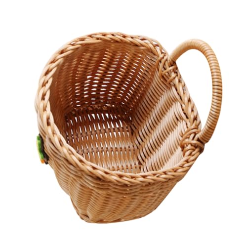 CONGARTENO Wandkorb Aus Geflochtenem Rattan Für Obst Und Gemüse Vintage Imitation Praktischer Aufbewahrungskorb Für Küche Und Badezimmer Hängend Leicht Und Dekorativ von CONGARTENO