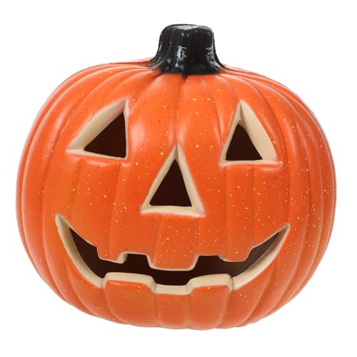 CONGARTENO Kürbislaterne -Schädellampe Halloween-Lampe Kürbis im Freien Halloween -Dekorationen Glühend LED Plastik Orange von CONGARTENO
