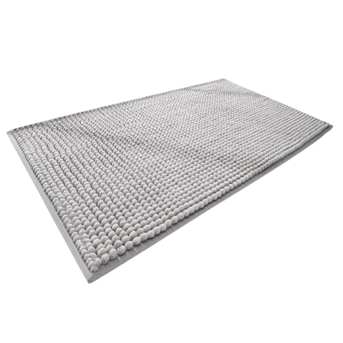 CONGARTENO Kurzflor Chenille Badematte rutschfest Saugfähig Wasserabsorbierender Teppich für Badezimmer Flur Schlafzimmer Anti rutsch Haushaltsbodenmatte in Hellgrau von CONGARTENO