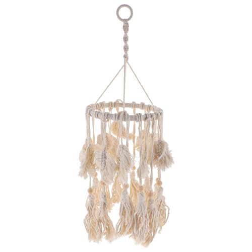 CONGARTENO Makramee Lampenschirm aus Baumwollseil Dekorativer Handgewebter Lampenüberzug mit Boho stil Großer Vielseitiger Lampenschirm für Schlafzimmer Wohnzimmer und Deckenleuchten Warmes von CONGARTENO