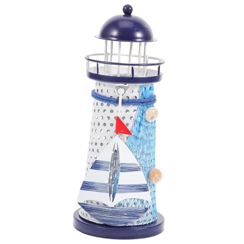CONGARTENO Mediterraner Leuchtturm Kerzenhalter aus Metall Teelichthalter Deko mit Maritimem Design Robustes Windlicht für Tisch Fenster Büro und Strandpartys Nautisches Wohnaccessoire CONGARTENO Mediterraner Leuchtturm Kerzenhalter aus Metall Teelichthalter Deko mit Maritimem Design Robustes Windlicht für Tisch Fenster Büro und Strandpartys Nautisches Wohnaccessoire von CONGARTENO