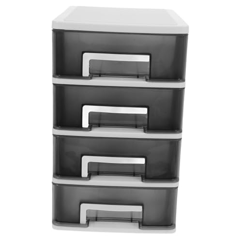 CONGARTENO Mehrschichtiger Aufbewahrungsschrank mit Vier Tragbarer Kunststoff Organizer Staubdichtes Desktop Regal Weißer Rahmen Transparenter Schwarzer Schrank Multifunktional für Büro und von CONGARTENO