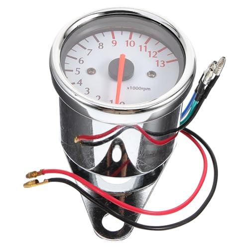 CONGARTENO Motorrad Tachometer Zeiger uhr Drehzahlmesser Weiß Stilvoll Präziser Sensor Schnelle Montage Kompatibel Motorrad Zubehör Geschwindigkeit Gear Mileage von CONGARTENO
