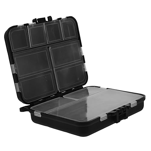 CONGARTENO Multifunktionale Angelbox Schwarz Robuster Kunststoff Angelzubehör Organizer Kompakte Aufbewahrungsbox für Angelgeräte und Köder Praktischer Fishing Tool Organizer für Angler von CONGARTENO