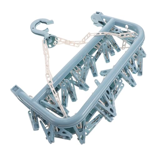 CONGARTENO Multifunktionaler Wäscheleinenhalter mit Clips Platzsparender Kunststoff wäschetrockner für Socken und Handtücher Robuster Wäscheständer für Haushalt und Hotel Nordisches Blau von CONGARTENO
