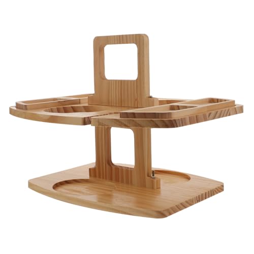 CONGARTENO Multifunktionales Holz Weinflaschen und Snack Rack Tragbarer Outdoor Picknick Serviertablett Robustes Lagerregal für Obst Snacks für Garten und Camping von CONGARTENO