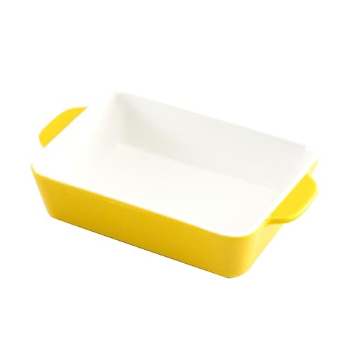 CONGARTENO Rechteckige Keramikbackform für Mikrowelle und Ofen Gelbe Hochwertige Backutensilien aus Feiner Keramik für Kuchen und Aufläufe Leicht zu Reinigen und Hitzebeständig von CONGARTENO
