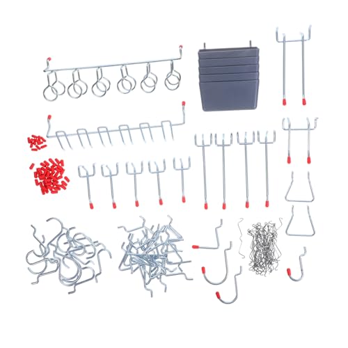 CONGARTENO Robustes Pegboard Haken mit Langen Doppel Einzelhaken aus Metall und Kunststoff Aufbewahrungsbox Werkzeughalter für Garage Wandorganisation Einfache Montage ohne Werkzeug von CONGARTENO