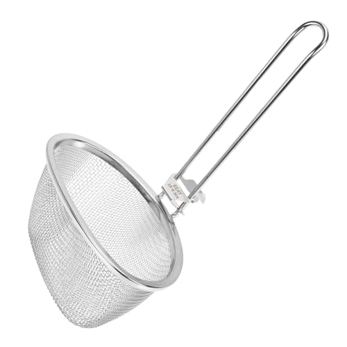 CONGARTENO Siebschöpflöffel mit Aufhängung Ölfilter und Abtropfsieb Tiefes Sieb mit Rutschfestem Griff für Hot Pot Kochen Braten und Servieren Platzsparend und Hygienisch von CONGARTENO