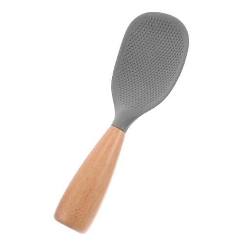 CONGARTENO Silicone Reispaddel mit Holzgriff Hitzebeständiger Antihaft Reislöffel für Reiskocher Stehendes Design Küchenutensil für Servieren von Heißem Reis von CONGARTENO