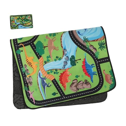CONGARTENO Spielmatte Dinosaurier Straßen Teppich rutschfest Faltbare Spielunterlage für Schlafzimmer und Spielzimmer Leicht zu Reinigen Sichere Spieldecke für Jungen und Mädchen von CONGARTENO