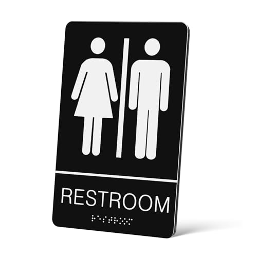 CONGARTENO Unisex Wc Schild Selbstklebend mit Braille Acryl Genderneutrales Toilettenschild mit Taktilem Blindenschriftzeichen Langlebig Einfache Anbringung für Tür und Wand von CONGARTENO