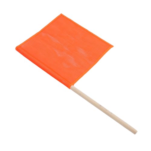 CONGARTENO Verkehrssicherheitsflagge aus Robustem Mesh mit Holzstab Handschwenkbar für Lkw Autobahn und Baustellen Hochsichtbar Windbeständig Vielseitig Einsetzbar zur Warnung und von CONGARTENO