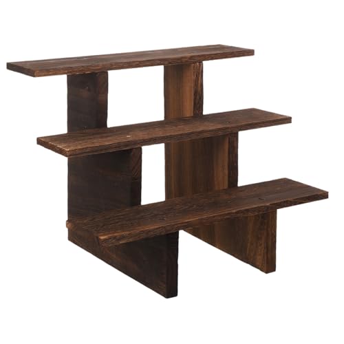 CONGARTENO Vintage Holz Display Regal Stufiger Pflanzenständer für Actionfiguren Sukkulenten Desktop Organizer Robust und Langlebig für Büro und Zuhause von CONGARTENO