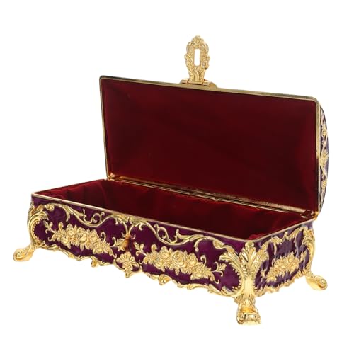 CONGARTENO Vintage Schmuckbox Metalllegierung Ornate Aufbewahrungsbox mit Fächern für Schmuck und Andenken Kompakte Europäische Schatzkiste für Damen Stilvolle Retro Deko für Schminktisch von CONGARTENO