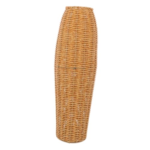 CONGARTENO Woven Plastic Vase Handgefertigte Imitations Rattan Vase für Trockenblumen Innenraumdeko Stabile Leichte Blumenvase mit Glattem Boden für Wohnzimmer und Tisch von CONGARTENO