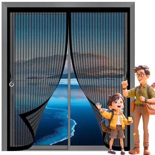 Fliegengitter Magnet Fenster 119 x 104 cm Automatisches Schließen, Reißfest, Verschiedene Größen Vorhang Fliegengitter Fenster für Alle Arten von Türen Und Fenstern, Schwarz von CONGCLI