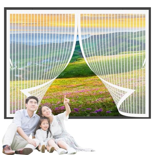 Insektenschutz Magnetvorhang 62 x 108 cm Automatisches Schließen, Klettband Oben, Nicht Kürzbar Wärmeschutzvorhang Magnet für Alle Arten von Türen Und Fenstern, Weiß von CONGCLI