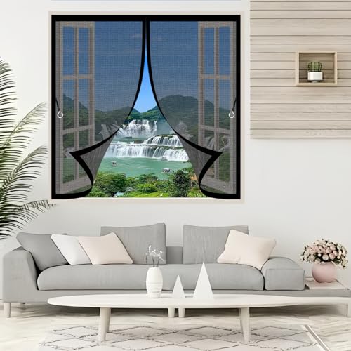 Magnet Fliegengitter Fenster 159 x 126 cm Automatisches Schließen, Reißfest, Verschiedene Größen Mückennetz Vorhang für Alle Arten von Türen Und Fenstern, Schwarz Magnet Fliegengitter Fenster 159 x 126 cm Automatisches Schließen, Reißfest, Verschiedene Größen Mückennetz Vorhang für Alle Arten von Türen Und Fenstern, Schwarz von CONGCLI