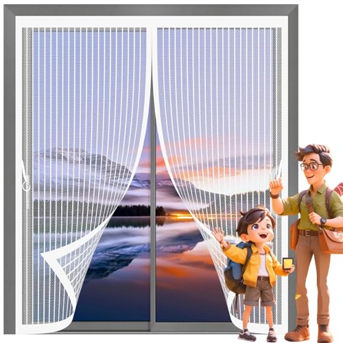 Magnet Fliegengitter Fenster 47 x 85 cm Automatisches Schließen, Reißfest, Verschiedene Größen Fliegengitter Fenster Magnete für Alle Arten von Türen Und Fenstern, Weiß von CONGCLI