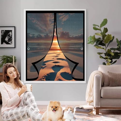 Magnetische Fliegengitter Tür 69 x 104 cm Automatisches Schließen, Klettband Oben, Nicht Kürzbar Magnet Fliegenvorhang für Terrasse Schlafzimmer Usw, Schwarz von CONGCLI