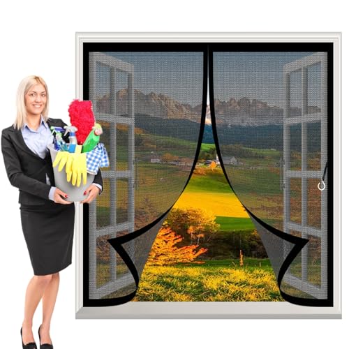 Magnetischer Fliegenvorhang 110 x 132 cm Automatisches Schließen, Reißfest, Verschiedene Größen Fliegennetz Vorhang für Alle Arten von Türen Und Fenstern, Schwarz von CONGCLI