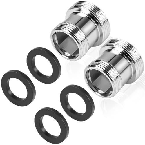 CONJURAIDE 2 Stück Wasserhahn Adapter M18 auf M22, Außengewinde Wasserfilter Wasseranschluss Schlauch Adapter Aufsatz mit 4 Gummidichtung Wasserhahnadapter für Wassersparzierung Wasserhahn von CONJURAIDE
